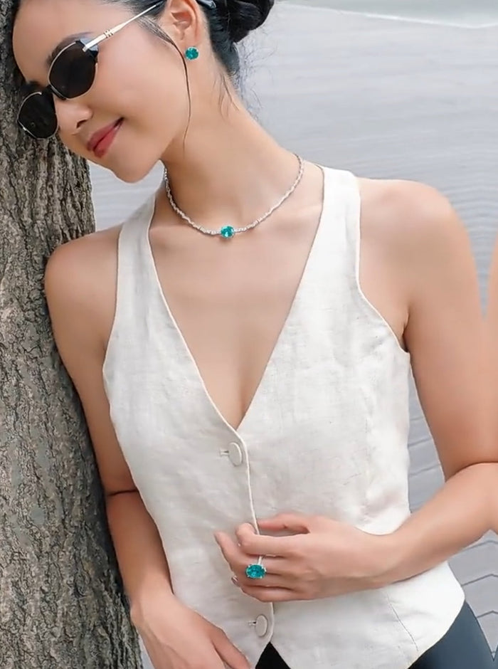 Aqua Paraiba Luxe Necklace - Gem Vivi