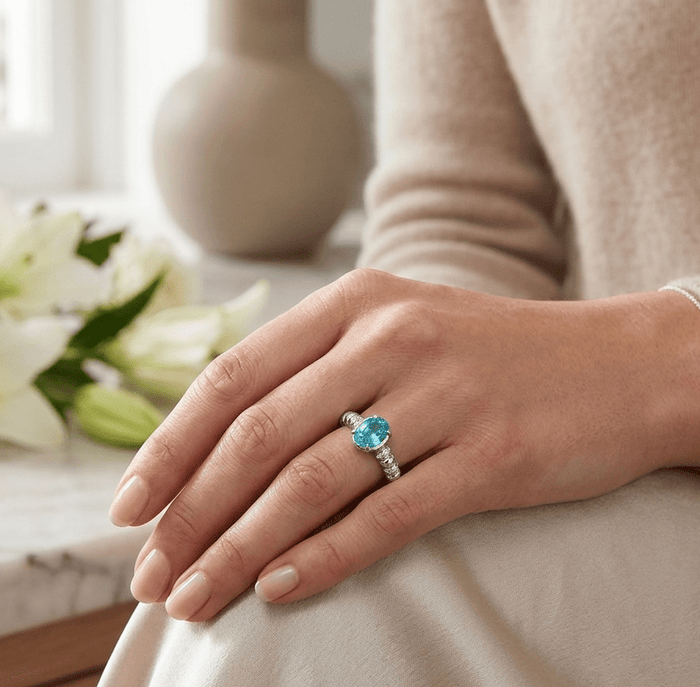 Aquamarine Bloom Ring - Gem Vivi