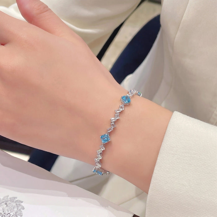 Azure Aquamarine Ice Bracelet - Gem Vivi