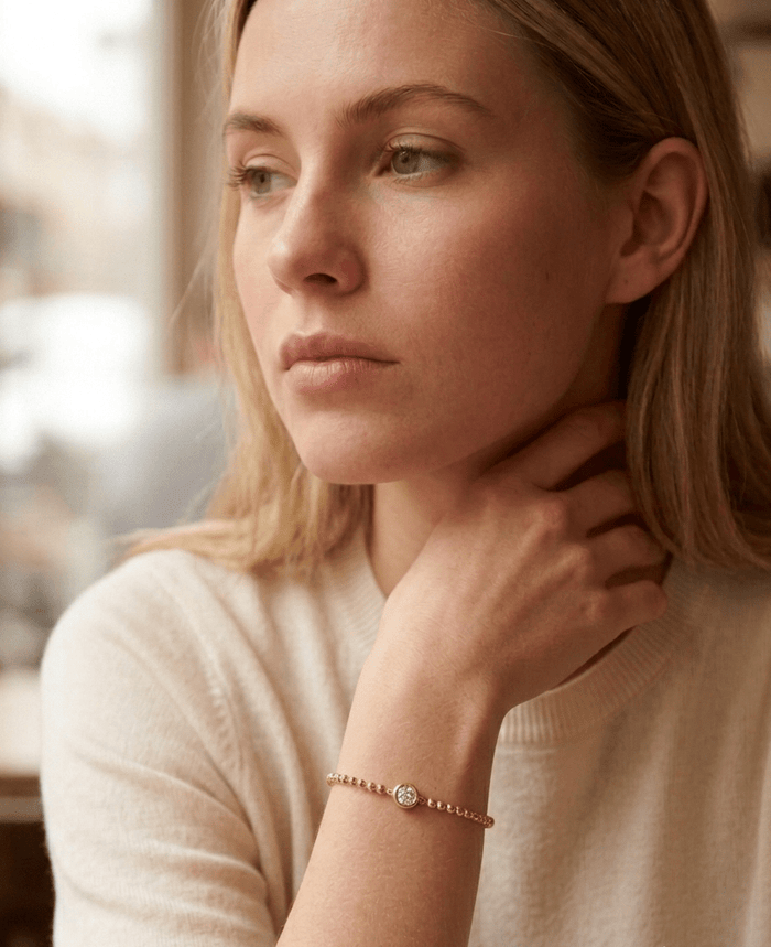 Bezel Bead Solitaire Bracelet - Gem Vivi