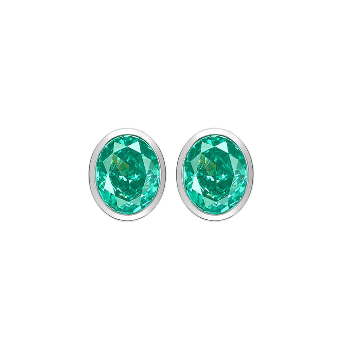 Bezel Paraiba Stud Earrings - Gem Vivi