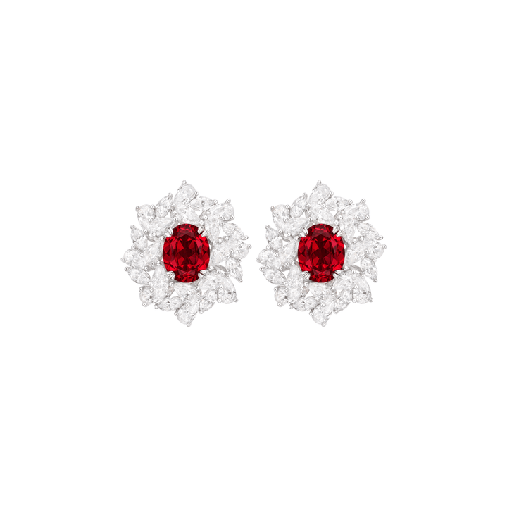 Blossom Crimson Ruby Stud Earrings - Gem Vivi