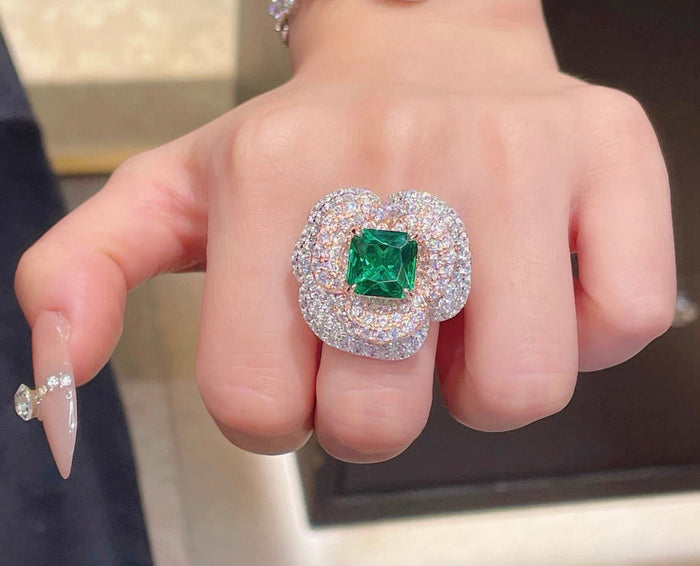 Blossom Emerald Statement Ring - Gem Vivi