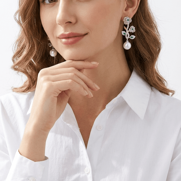 Blossom Pearl Drop Earrings - Gem Vivi