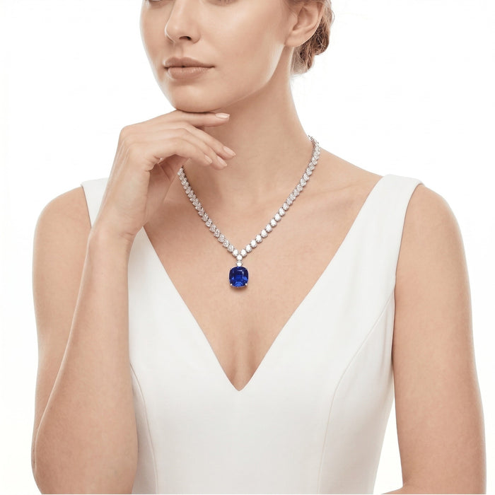 Blue Midnight Majesty Statement Necklace - Gem Vivi