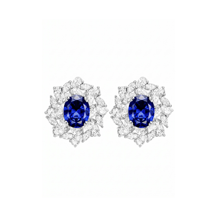 Blue Midnight Royale Marquise Cluster Studs - Gem Vivi