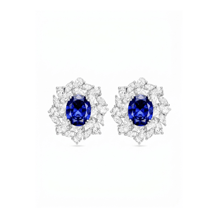 Blue Midnight Royale Marquise Cluster Studs - Gem Vivi