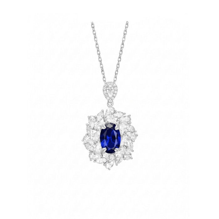 Blue Midnight Royale Marquise Halo Pendant - Gem Vivi