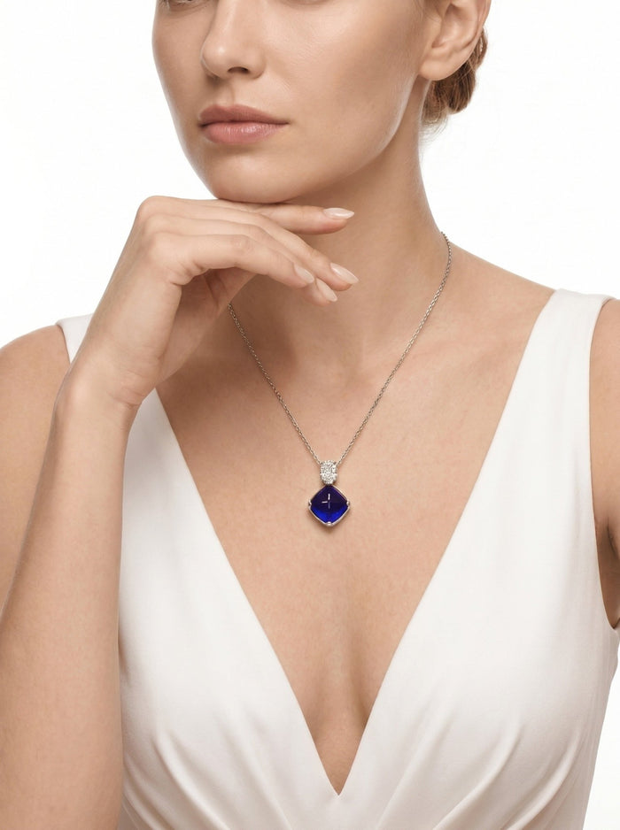 Blue Midnight Sugar-Loaf Pendant Necklace - Gem Vivi