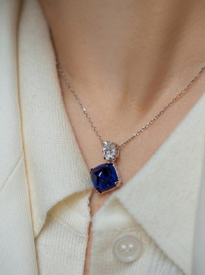 Blue Midnight Sugar-Loaf Pendant Necklace - Gem Vivi