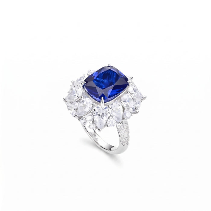 Blue Sapphire Cluster Ring - Gem Vivi