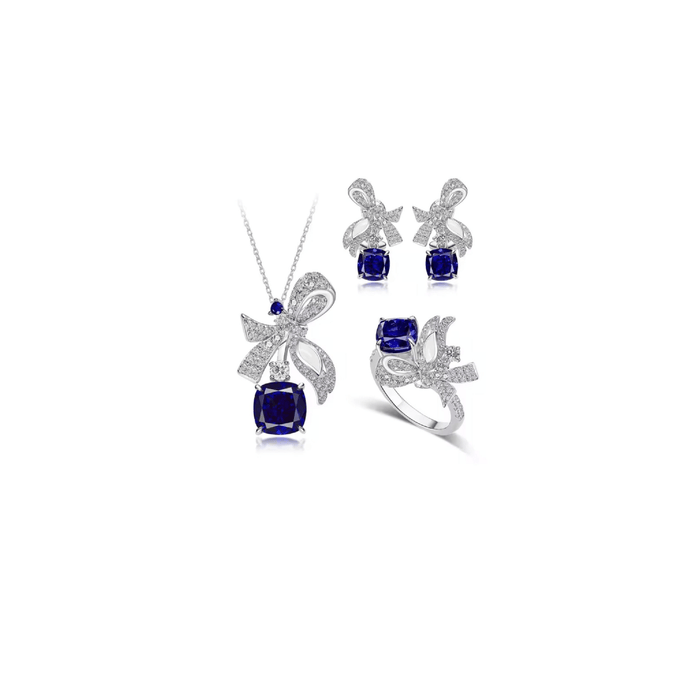 Blue Sapphire Drop Ribbon Earrings - Gem Vivi