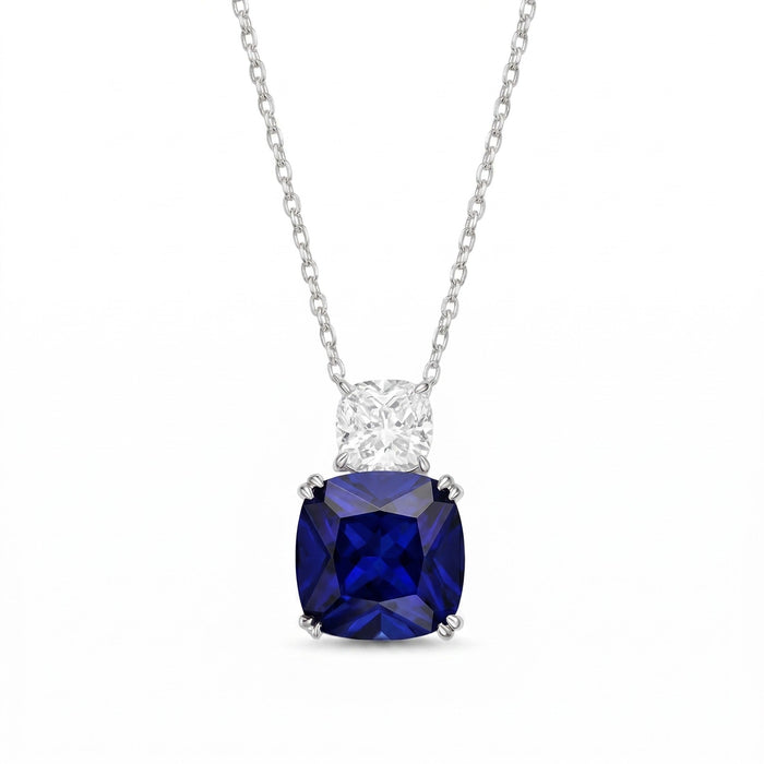Blue Sapphire Duo Pendant Necklace - Gem Vivi