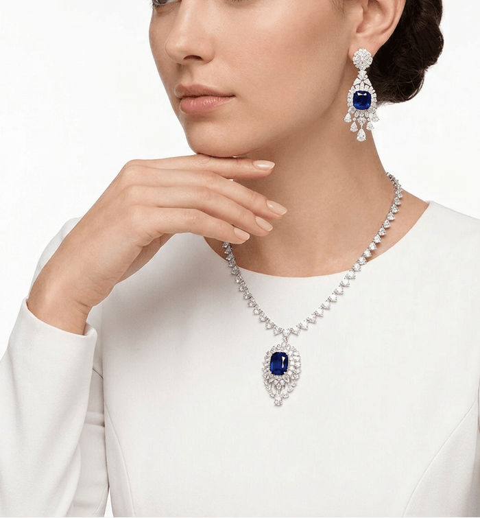 Blue Sapphire Royal Eclipse Earrings - Gem Vivi
