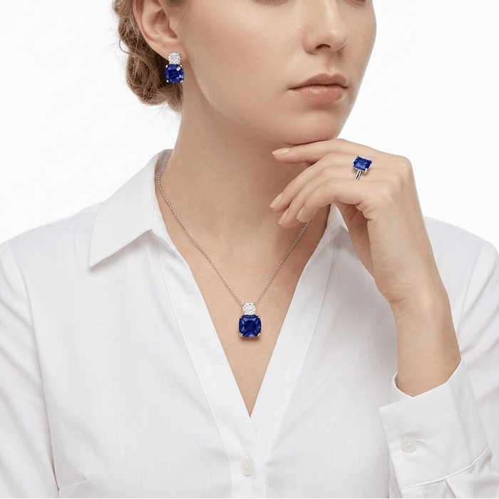 Blue Sapphire Square Ring - Gem Vivi