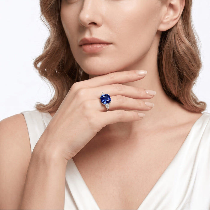 Blue Sapphire Trilogy Ring - Gem Vivi