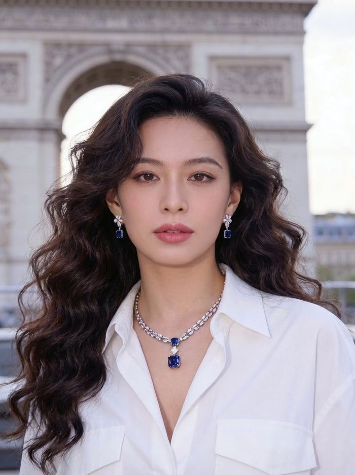 Blue Sapphire Twilight Petal Drop Earrings - Gem Vivi