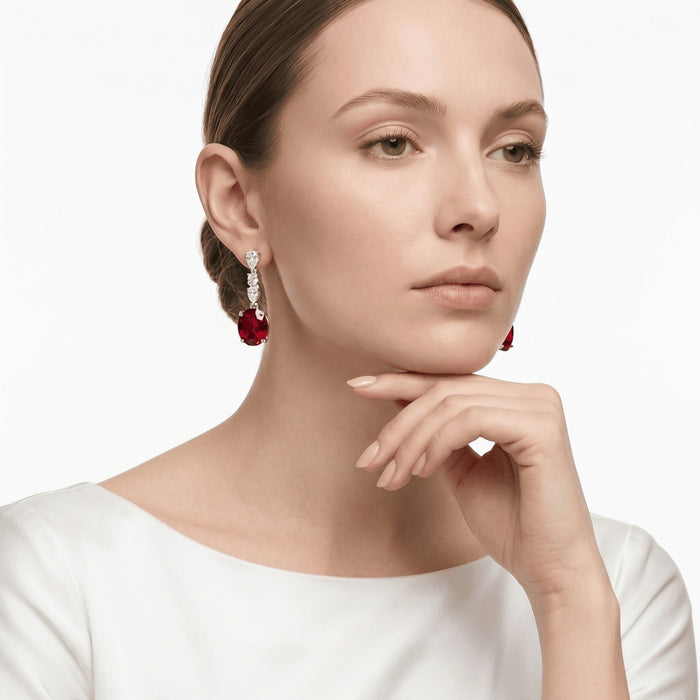 Callie Oval Ruby Dangle Earrings - Gem Vivi