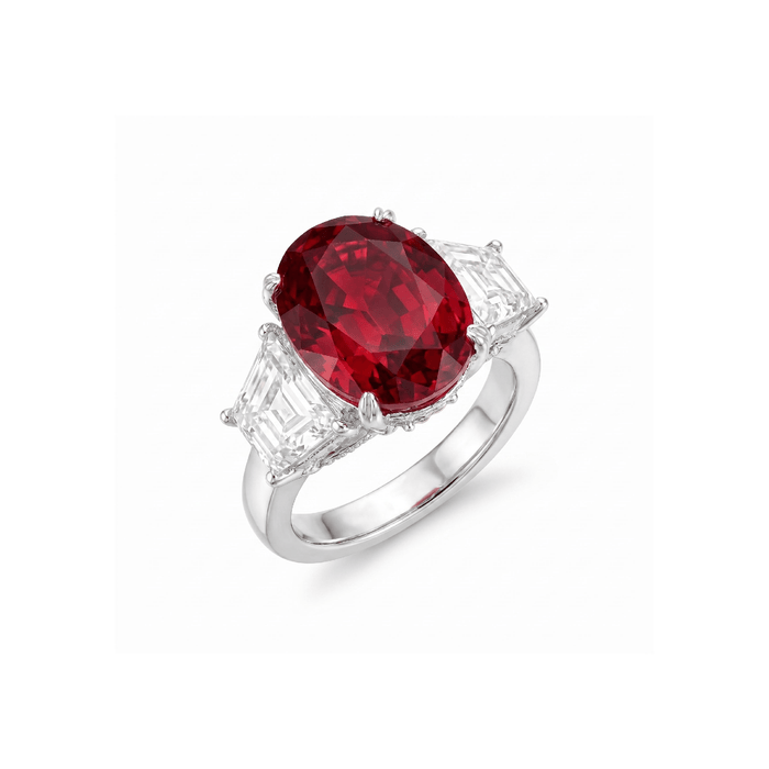 Callie Oval Ruby Trilogy Ring - Gem Vivi