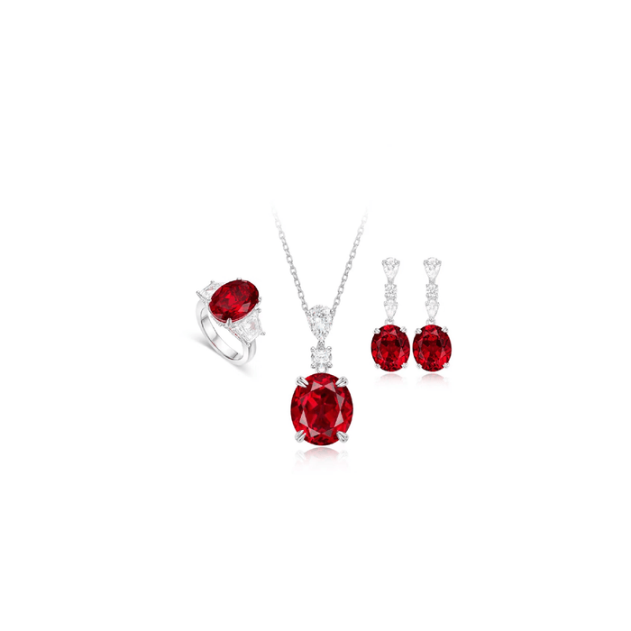 Callie Oval Ruby Trilogy Ring - Gem Vivi