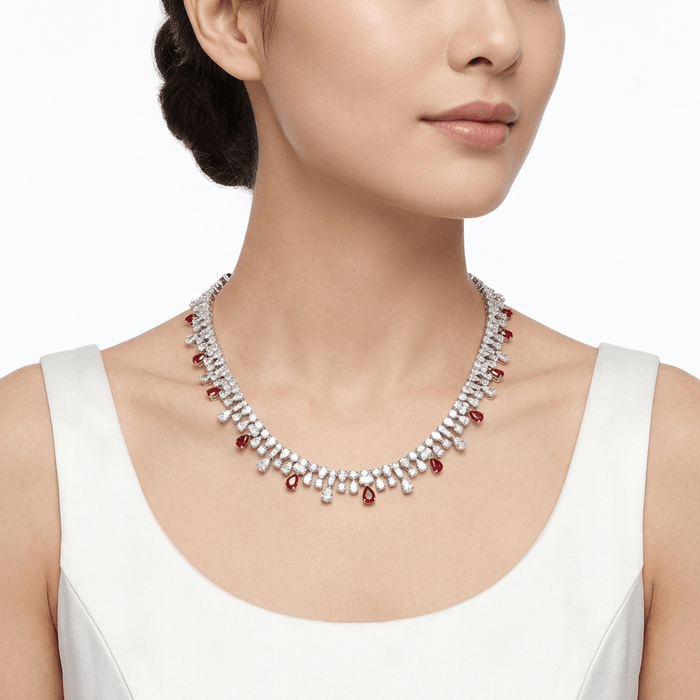 Cambria Ruby Spark Drop Necklace - Gem Vivi