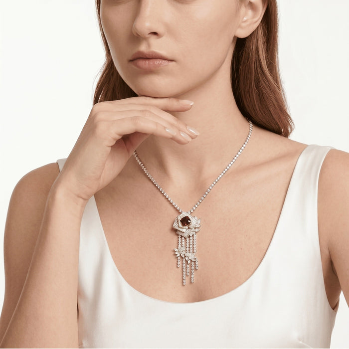 Camellia Floral Cascade Statement Necklace - Gem Vivi