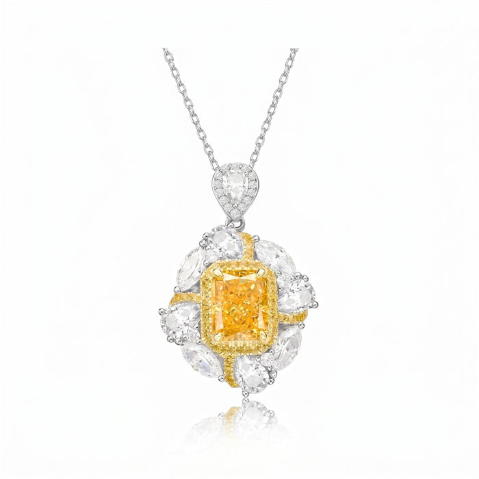 Canary Yellow Square Stone Pendant Necklace - Gem Vivi