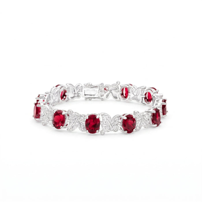 Cassia Ruby & Leaf Tennis Bracelet - Gem Vivi