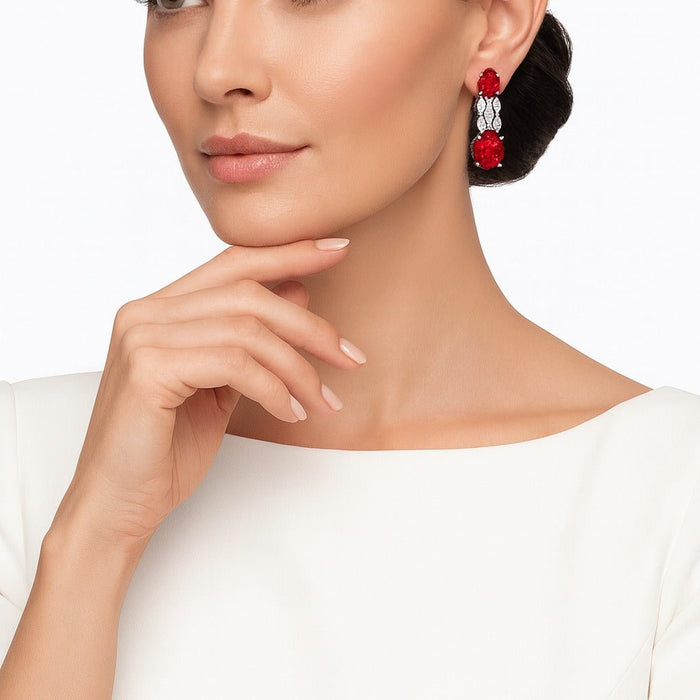 Celeste Scarlet Ruby Dangle Earrings - Gem Vivi