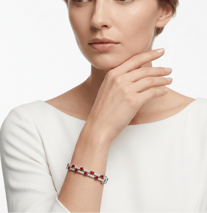 Cora Ruby Dot Double Chain Bracelet - Gem Vivi