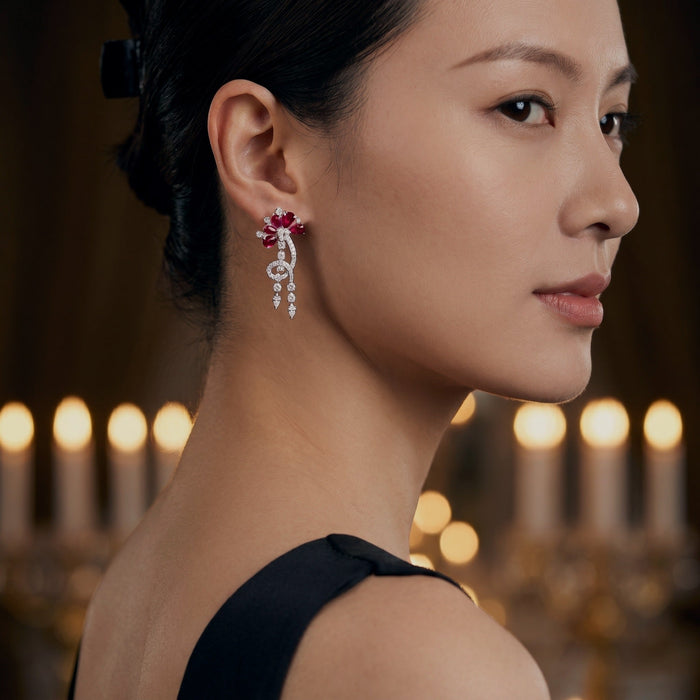 Crimson Bloom Drop Earrings - Gem Vivi