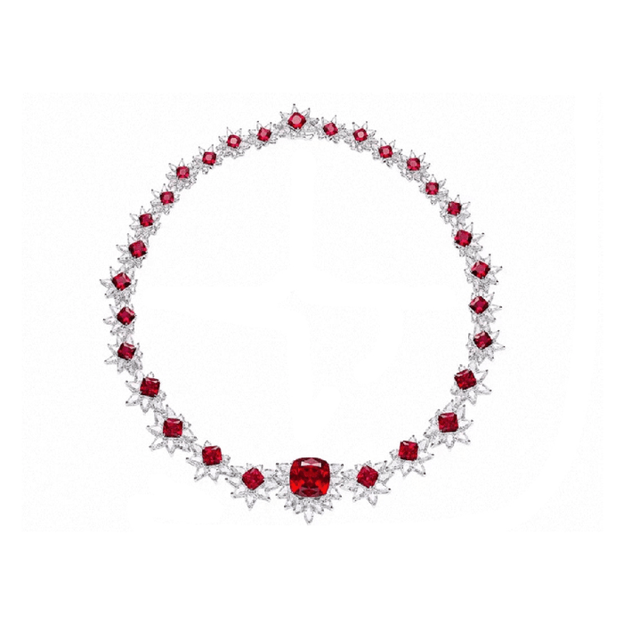 Crimson Star Tennis Necklace - Gem Vivi