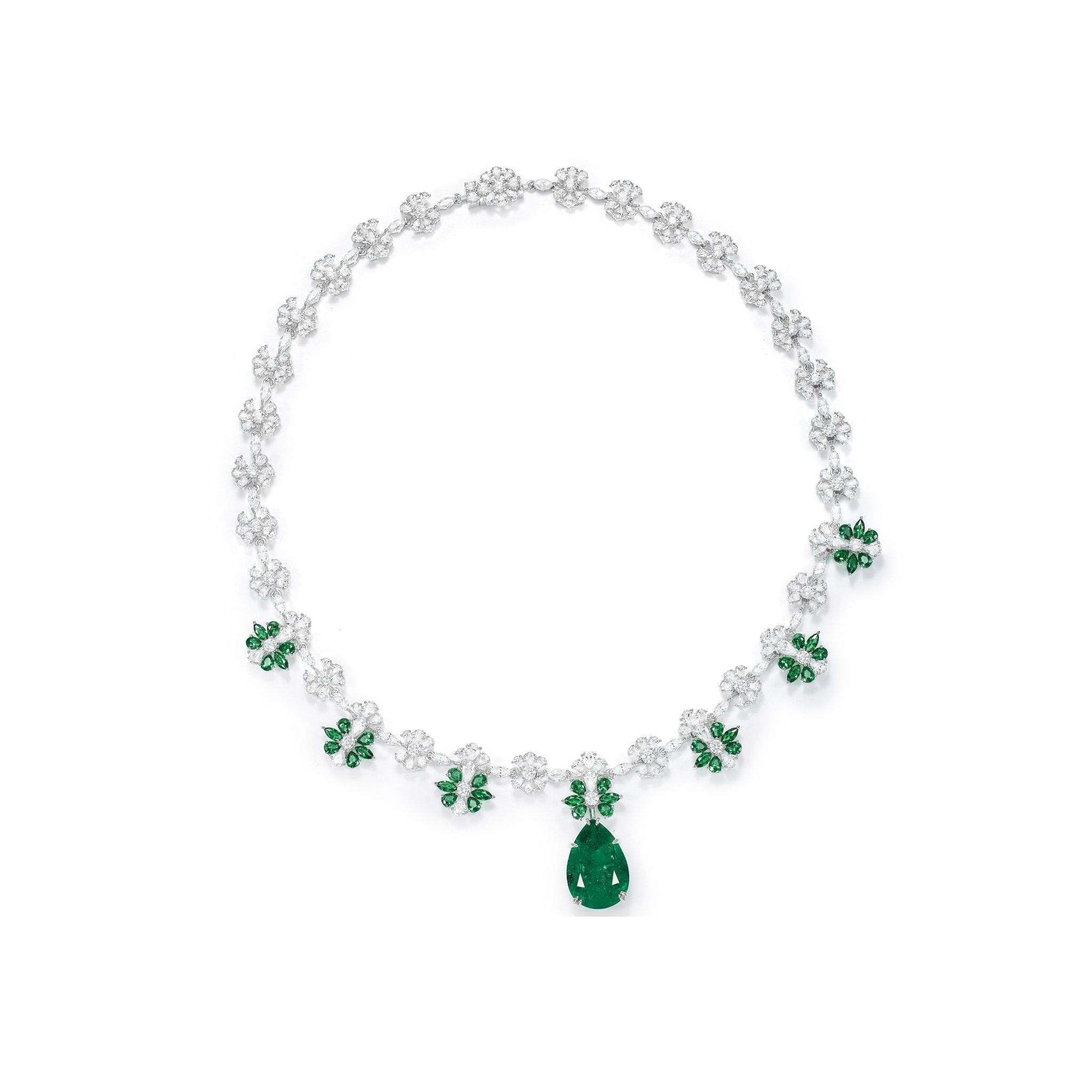 Emerald Bloom Statement Necklace - Gem Vivi