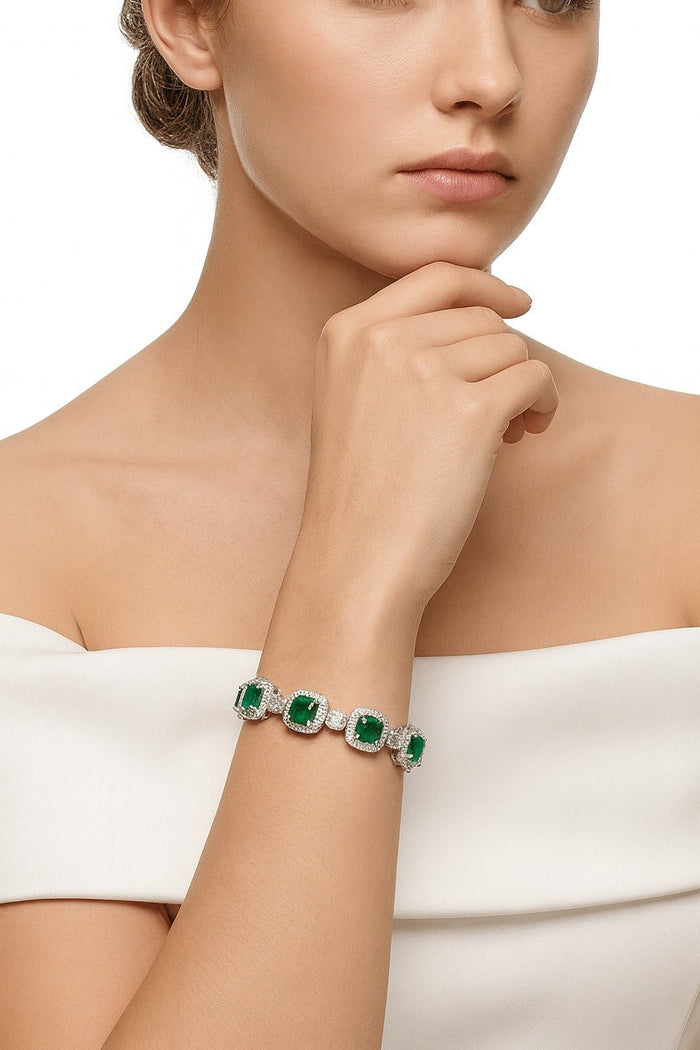 Emerald Candy Cube Cushion Bracelet - Gem Vivi