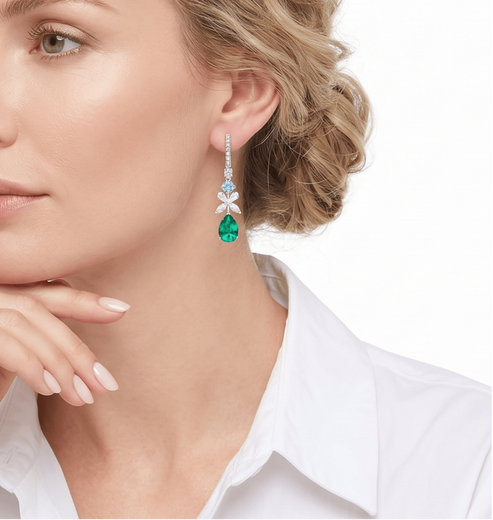 Emerald Cascade Harmony Drop Earrings - Gem Vivi