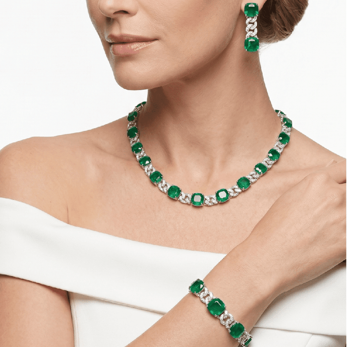 Emerald Chain Link Necklace - Gem Vivi