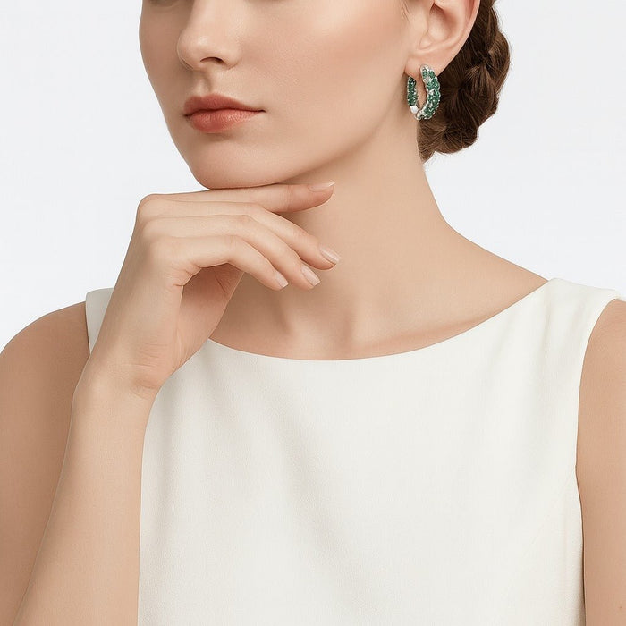 Emerald Cluster Hoop Earrings - Gem Vivi