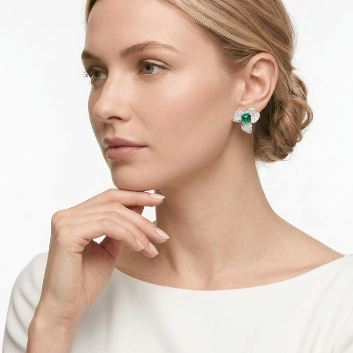 Emerald Leaf bloom Earrings - Gem Vivi