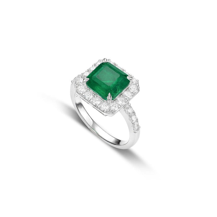 Emerald Lumina Halo Ring - Gem Vivi
