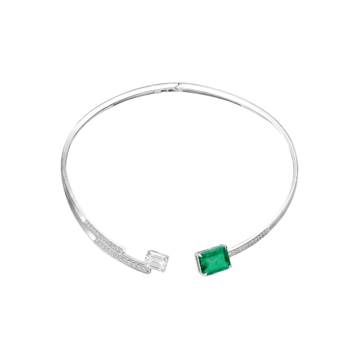 Emerald Open Collar Necklace - Gem Vivi