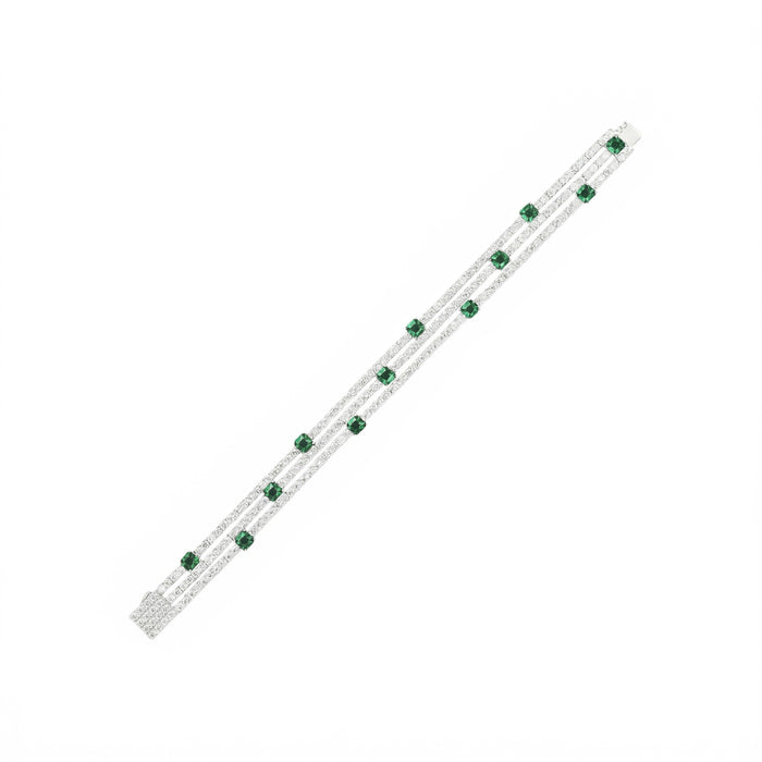 Emerald Triple Row Tennis Bracelet - Gem Vivi