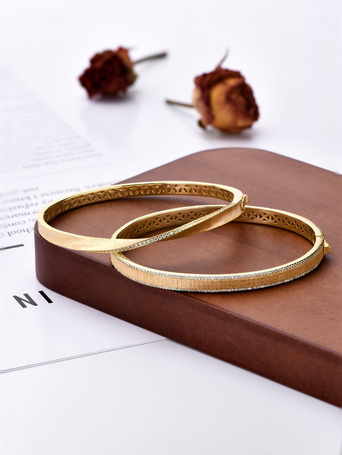 Gold Brushed Radiance Bangle - Gem Vivi