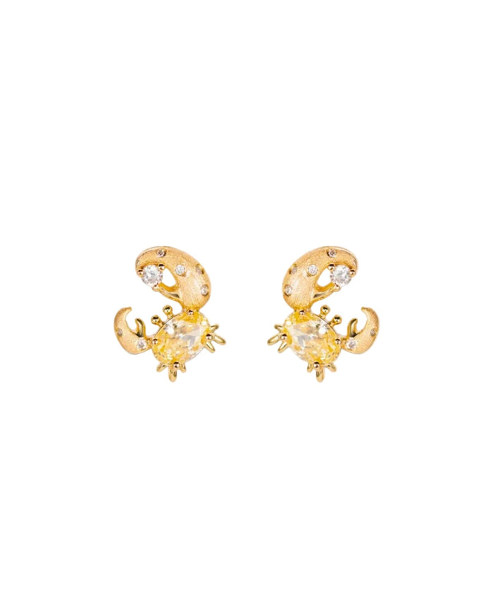 Golden Crab Stud Earrings - Gem Vivi