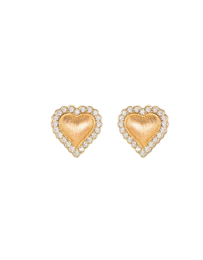 Golden Heart Halo Stud Earrings - Gem Vivi