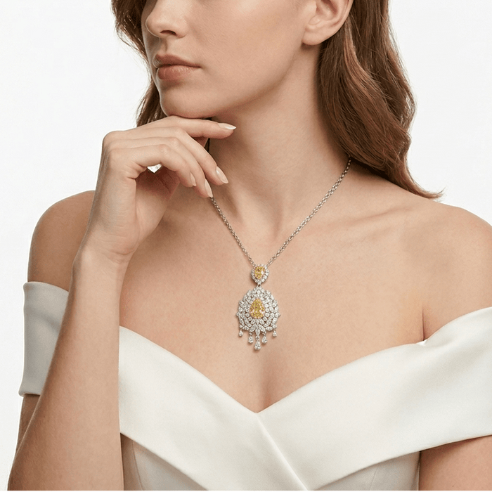 Golden Radiance Teardrop Pendant Necklace - Gem Vivi
