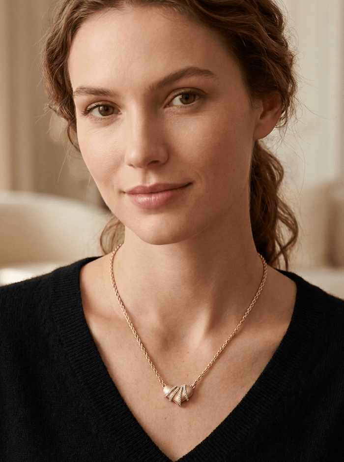 Golden Ribbon Heart Necklace - Gem Vivi