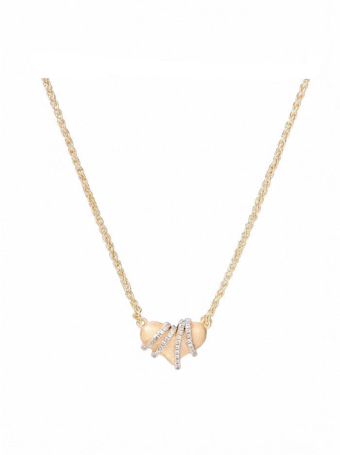Golden Ribbon Heart Necklace - Gem Vivi