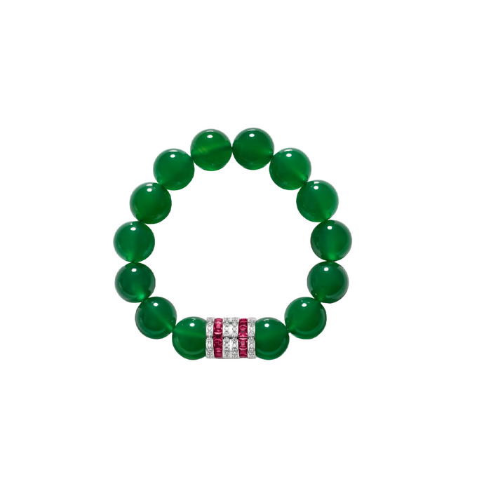 Green Bead & Ruby Accent Bracelet - Gem Vivi