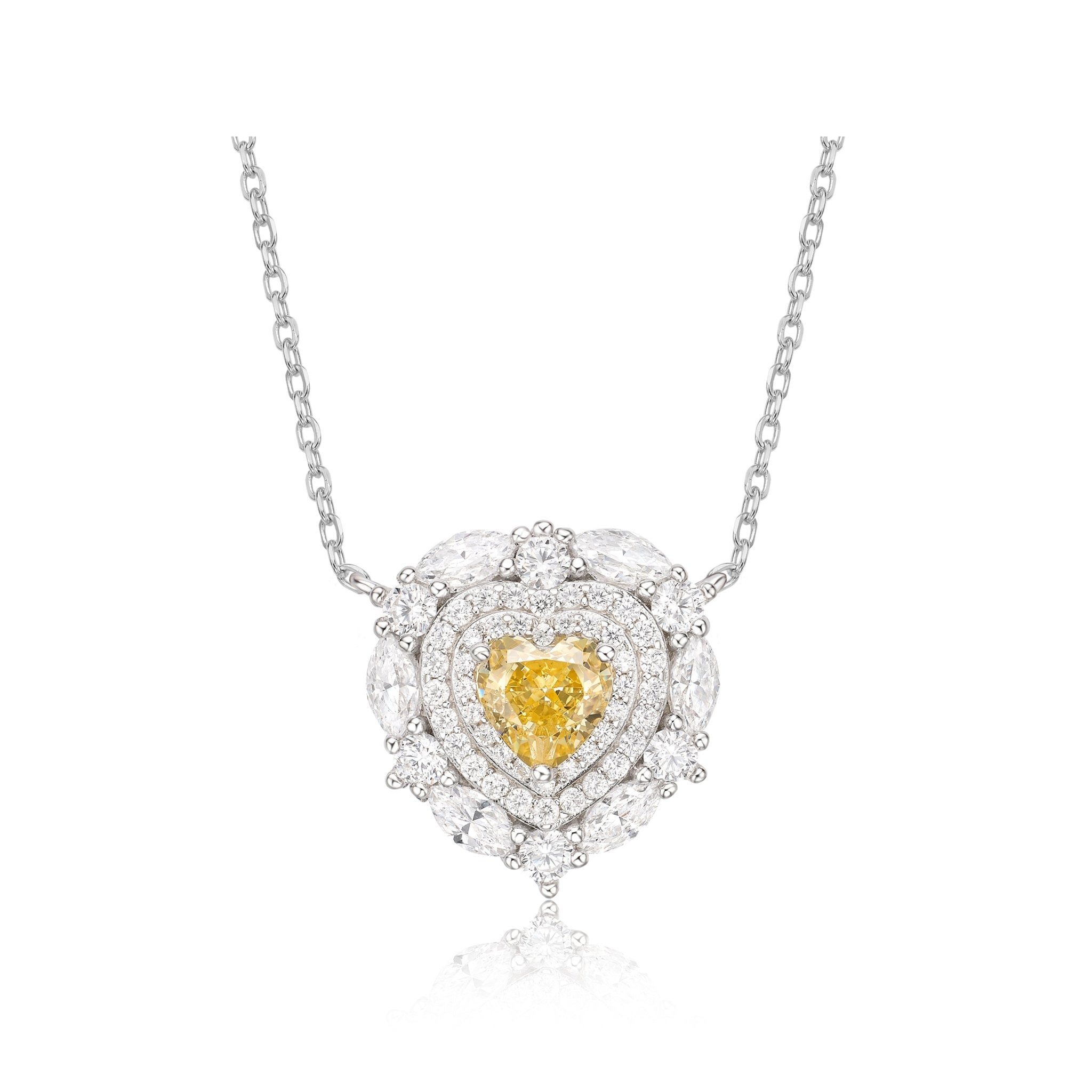 Heart Layered Canary Yellow Halo Necklace - Gem Vivi