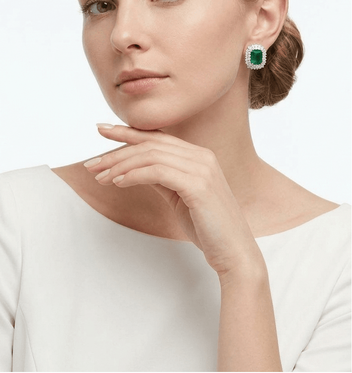 Imperial Emerald Garden Studs Earrings - Gem Vivi